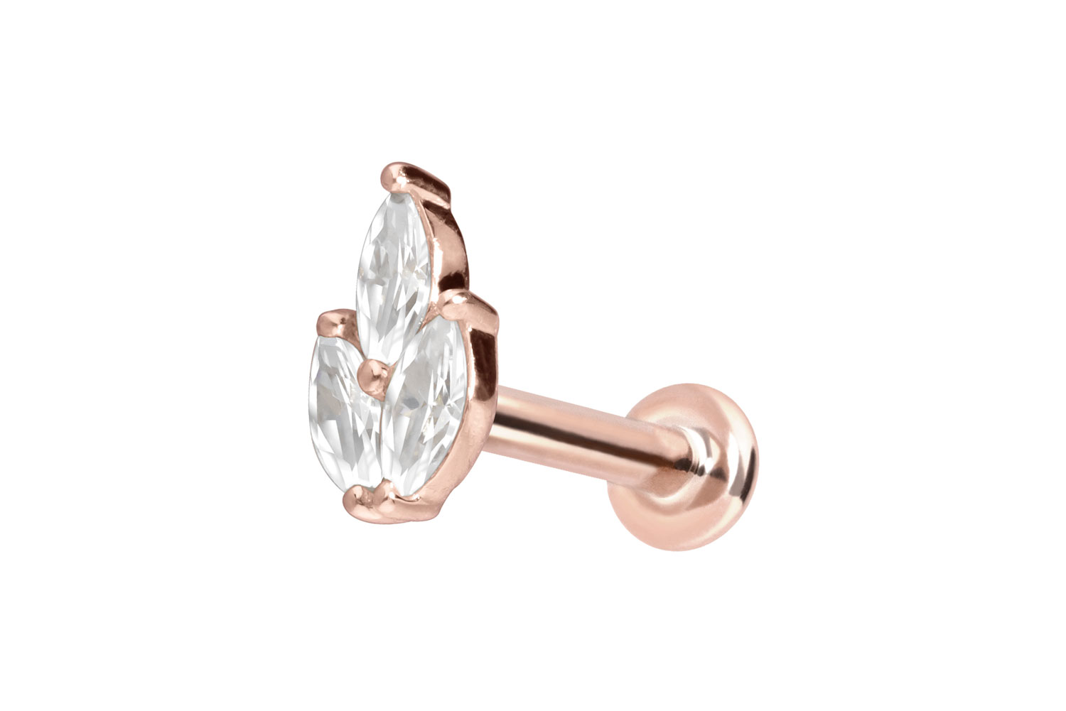 14 Karat Gold Labret Piercing mit Push Fit MOISSANIT-LOTUSBLÜTE
